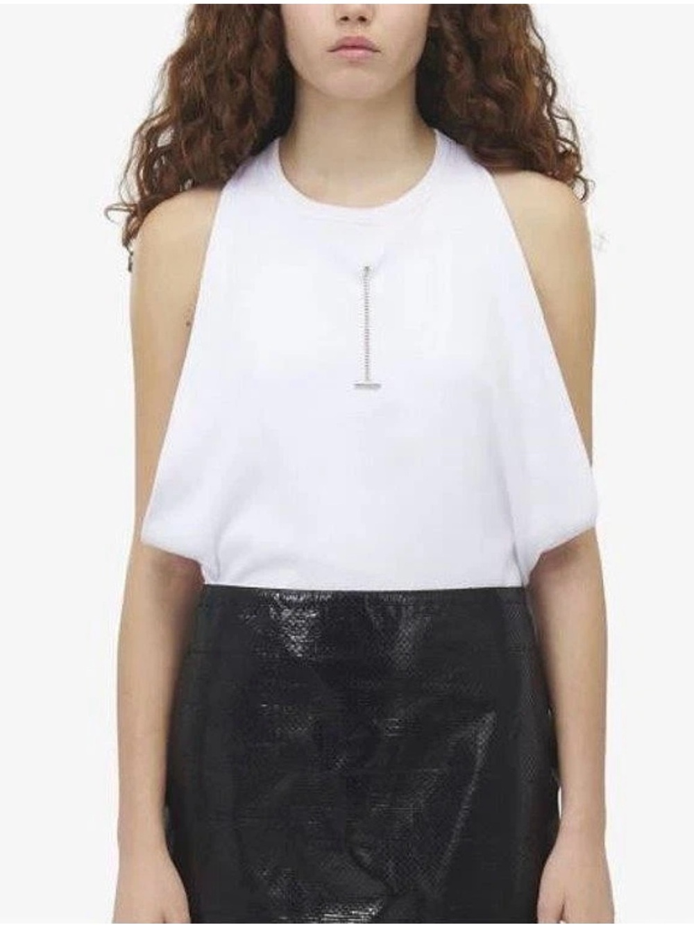 NEW ALEXANDER MCQUEEN LADIES WHITE DRAPED RIBBED TANK TOP W/METAL DETAIL 42/6